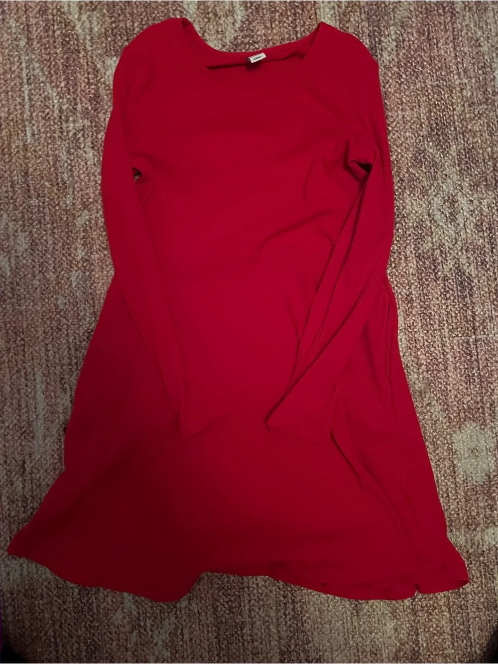 Girls Red Long-Sleeve Skirted Dress